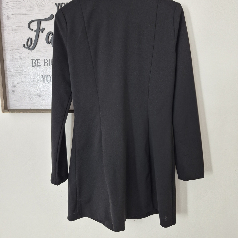 Chic Black Pea Coat with Gold Buttons - Picture 5 of 8